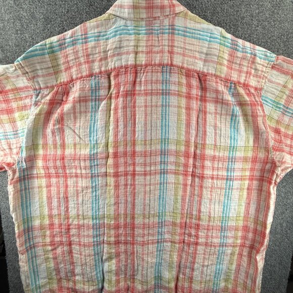 Tommy Bahama Blue Red Plaid Short Sleeve Linen 2XL Pocket Mens Button Up Beach - Picture 11 of 11